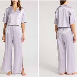 Lunya - Washable Silk Cropped Top Pajamas - Lavendar