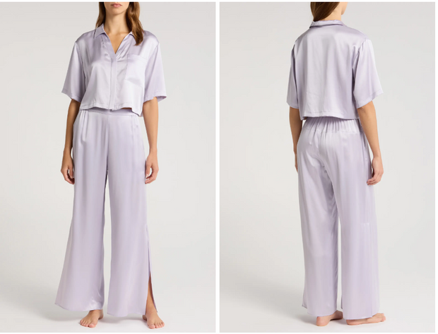 Lunya - Washable Silk Cropped Top Pajamas - Lavendar