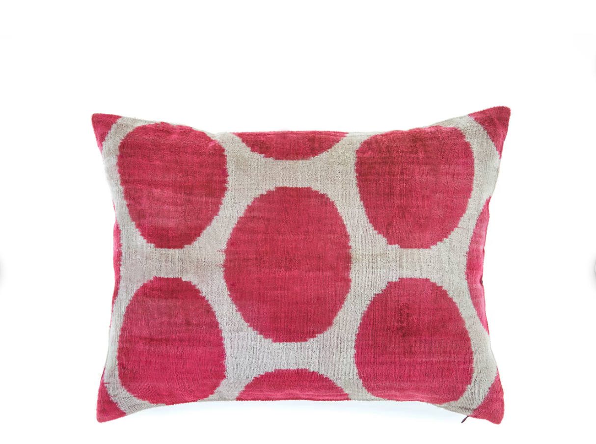 Pink Ikat Velvet Pillow