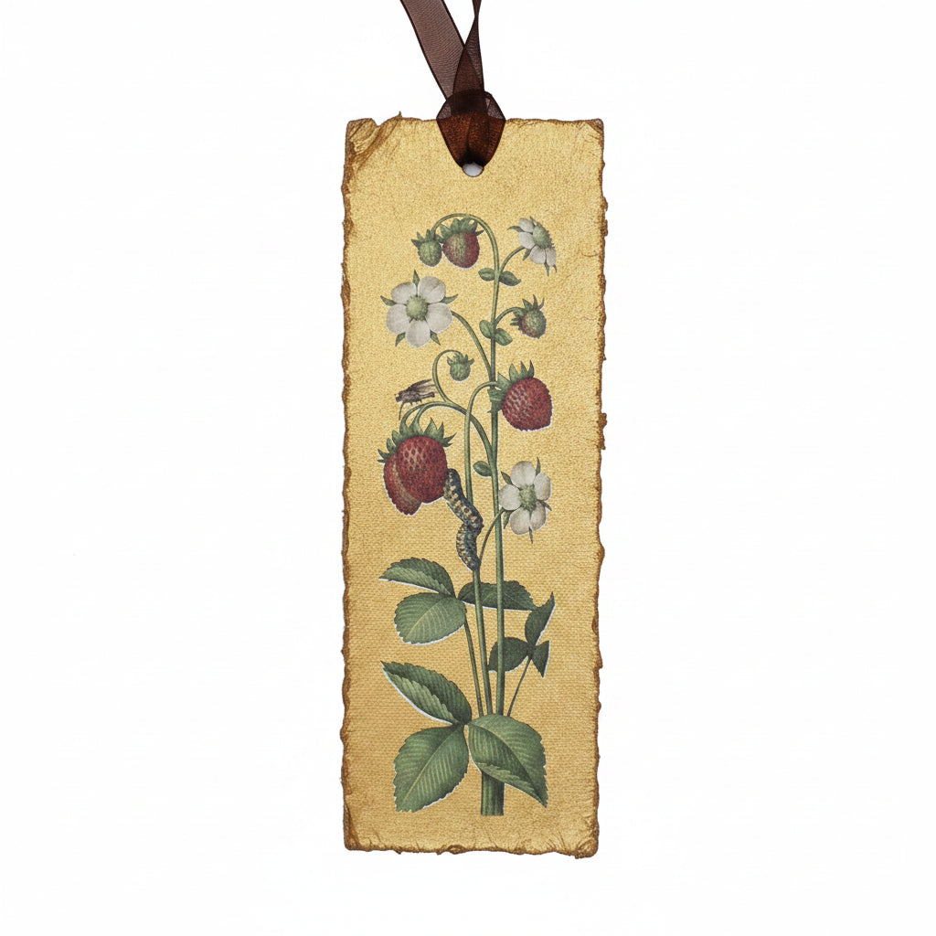 Epigr'am Strawberries and Irises Gold Illumination Bookmark