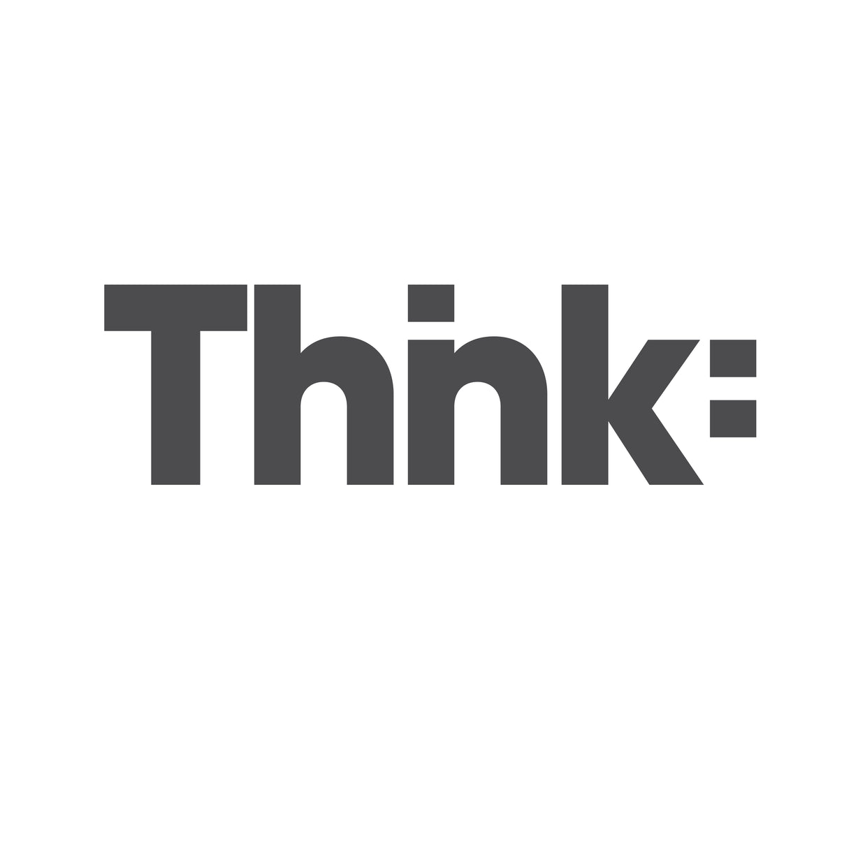 Dark gray text reading Thnk: in modern sans-serif typeface on white background