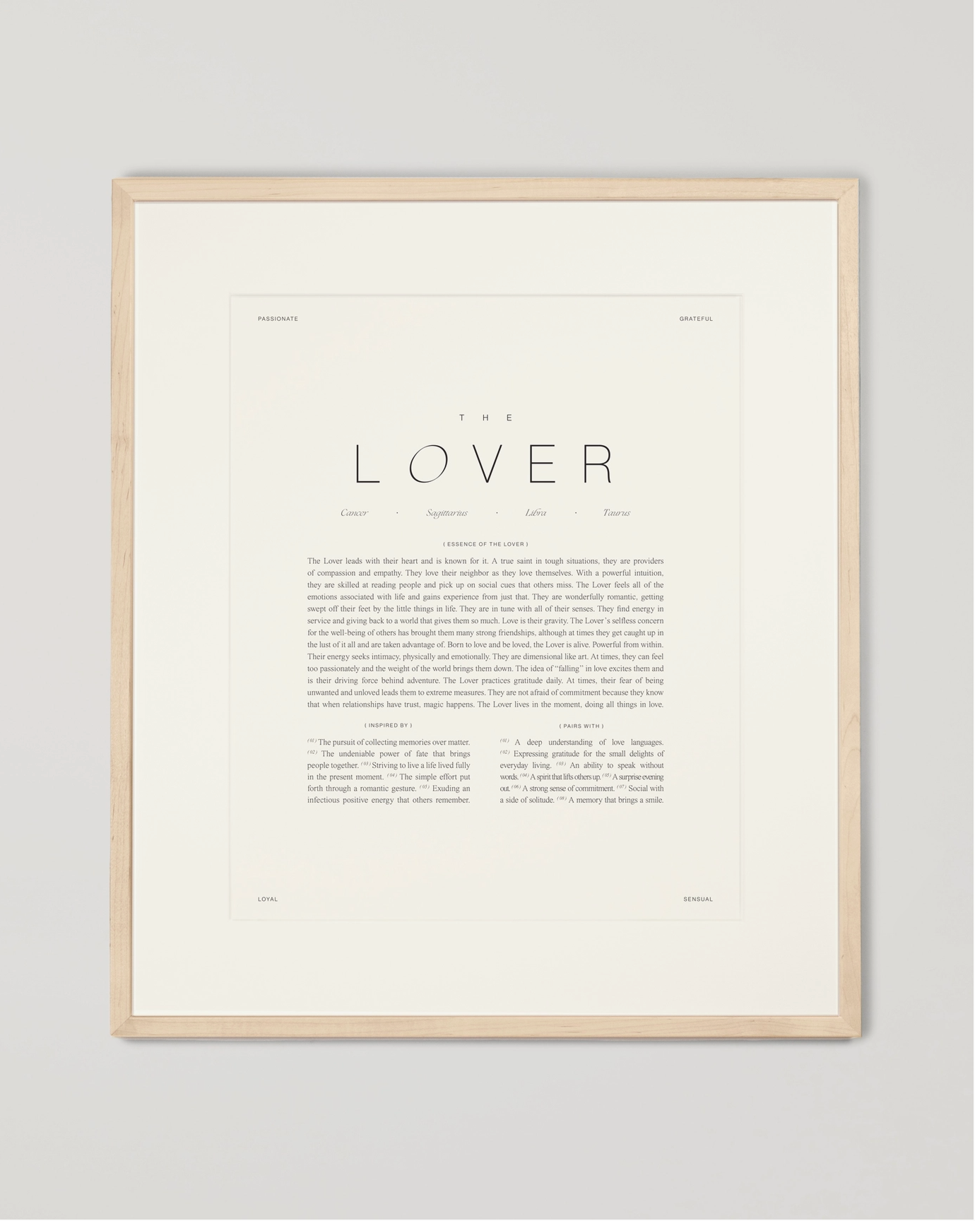 Wilde House Paper_the Lover Art Print with 16x20 Dendro Wooden Frame w/ Plexiglass