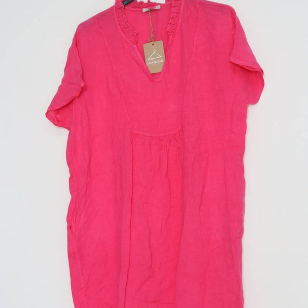 LÈA & LUC Ruffled Collar Short Dress