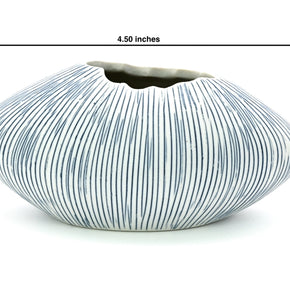 AFT Blue Striped Oval Vase Mini S-Handcrafted Porcelain Bud Vase