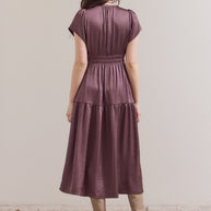 Grade & Gather - Ruffle Matte Satin Midi Dress