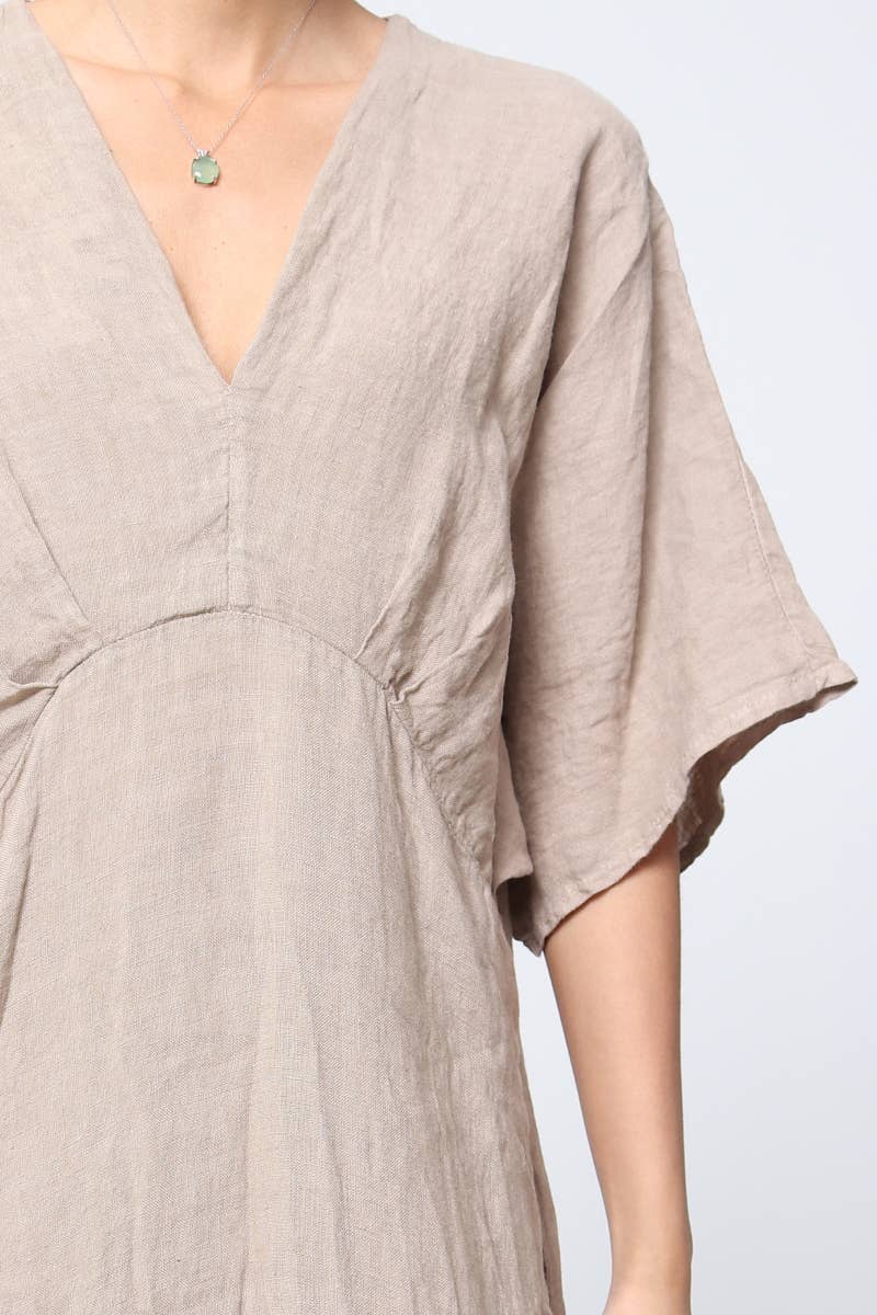 LÉA & LUC Flowing V-Neck Linen Maxi Dress