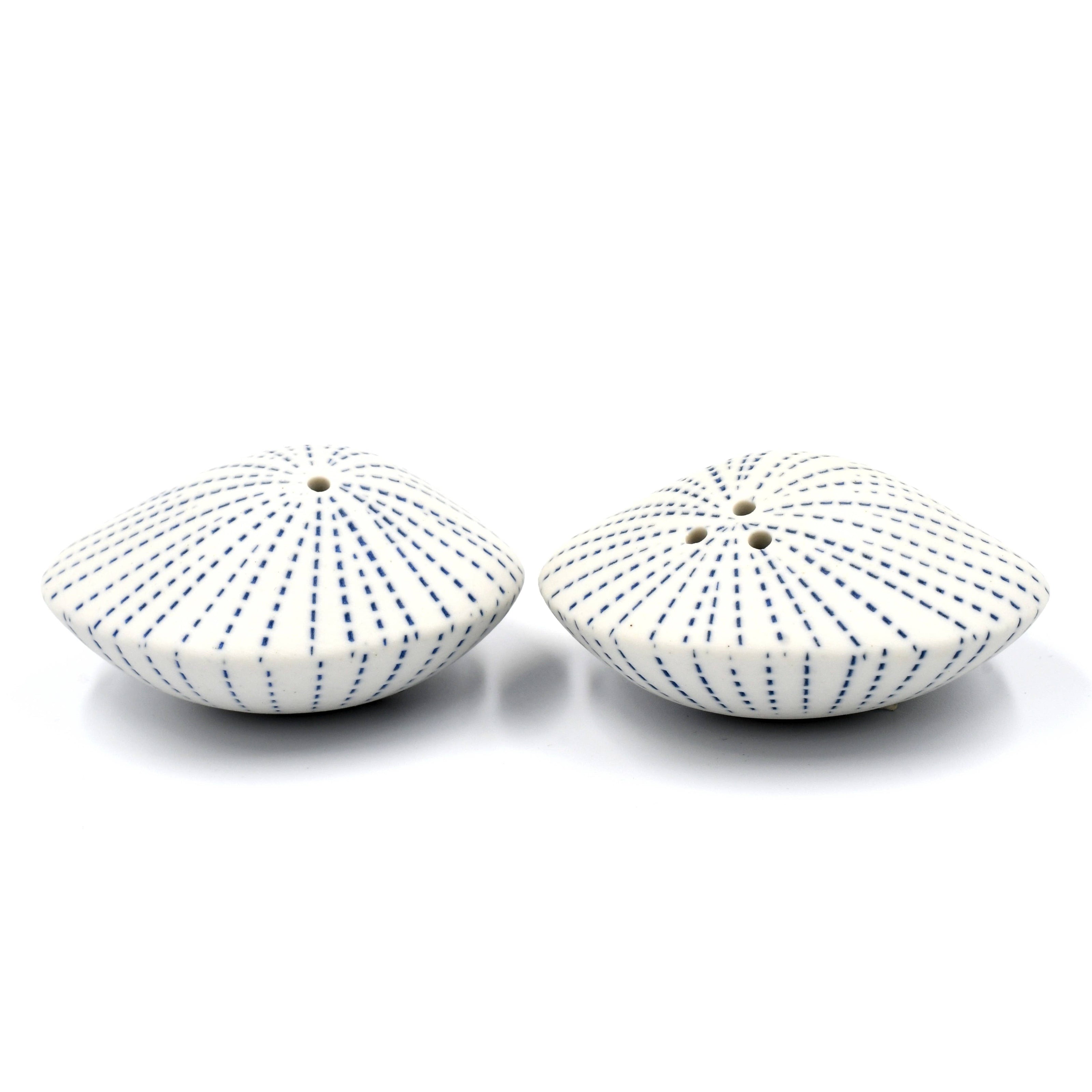 Art Floral Trading Blue Dotted Sea Shell Porcelain Salt and Pepper Shaker Set