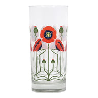 Clear glass with floral design on a white background