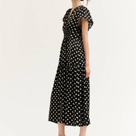 Grade & Gather Printed Ruffle Satin Midi Dress