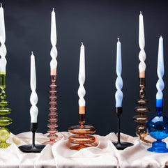 MÆGEN Coloured Glass Taper Candle Holder in Rose Quartz
