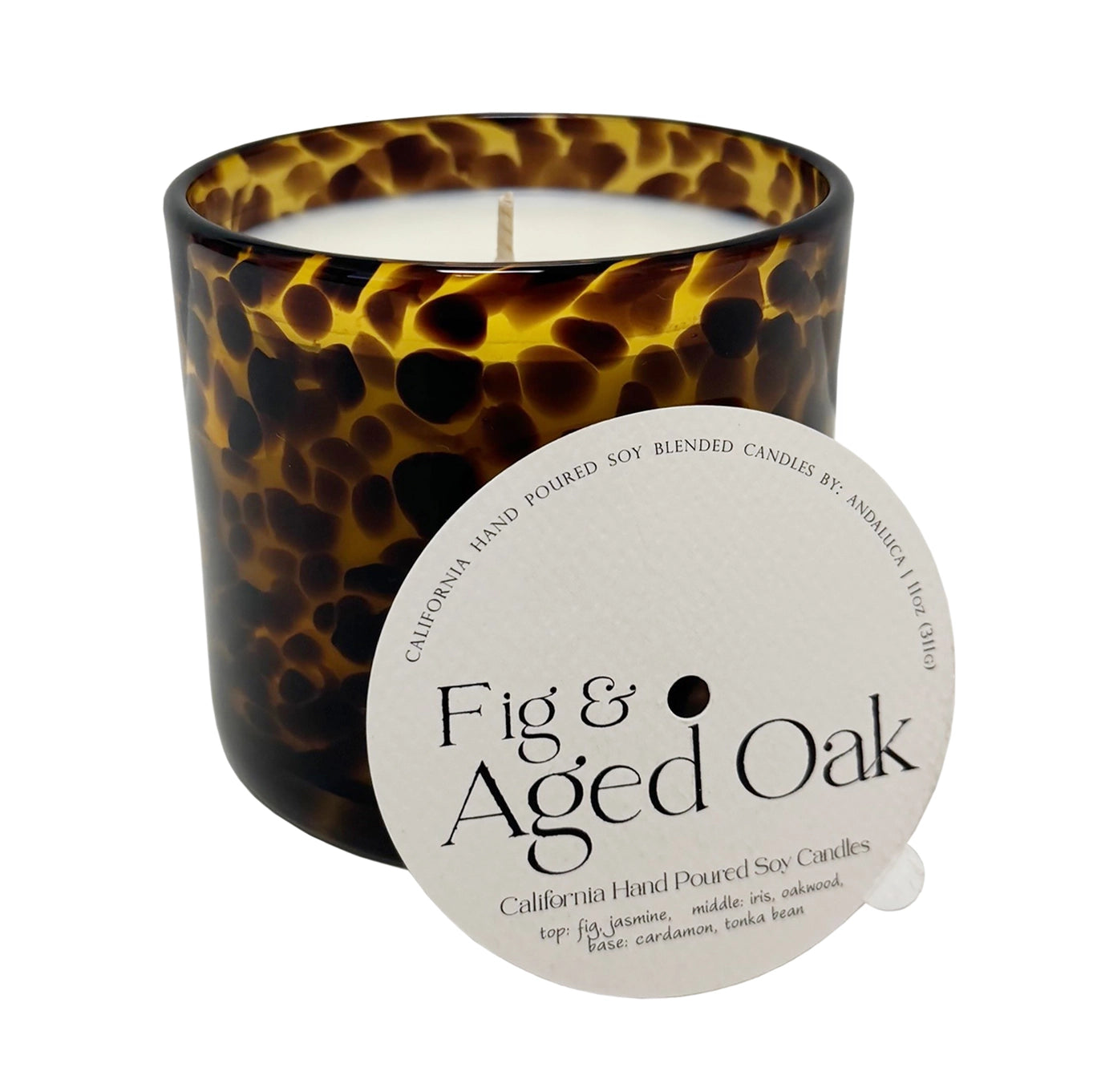 Fig & Aged Oak Amber Tortoise Soy Blend Candle