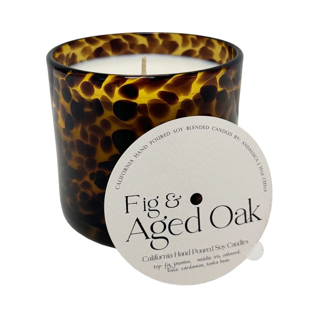Fig & Aged Oak Amber Tortoise Soy Blend Candle