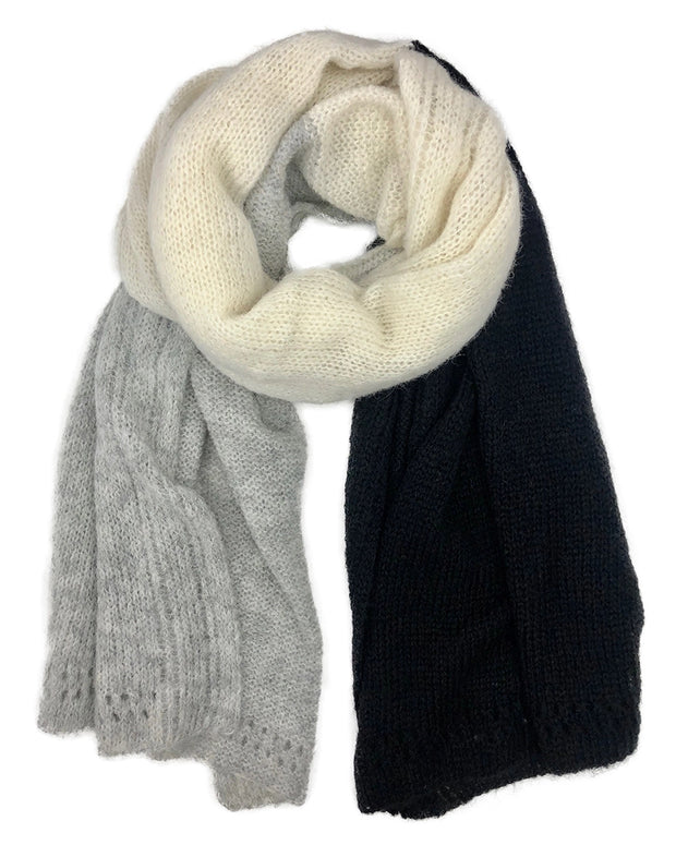 Color Block Alpaca Wrap Scarf - Slate + Salt