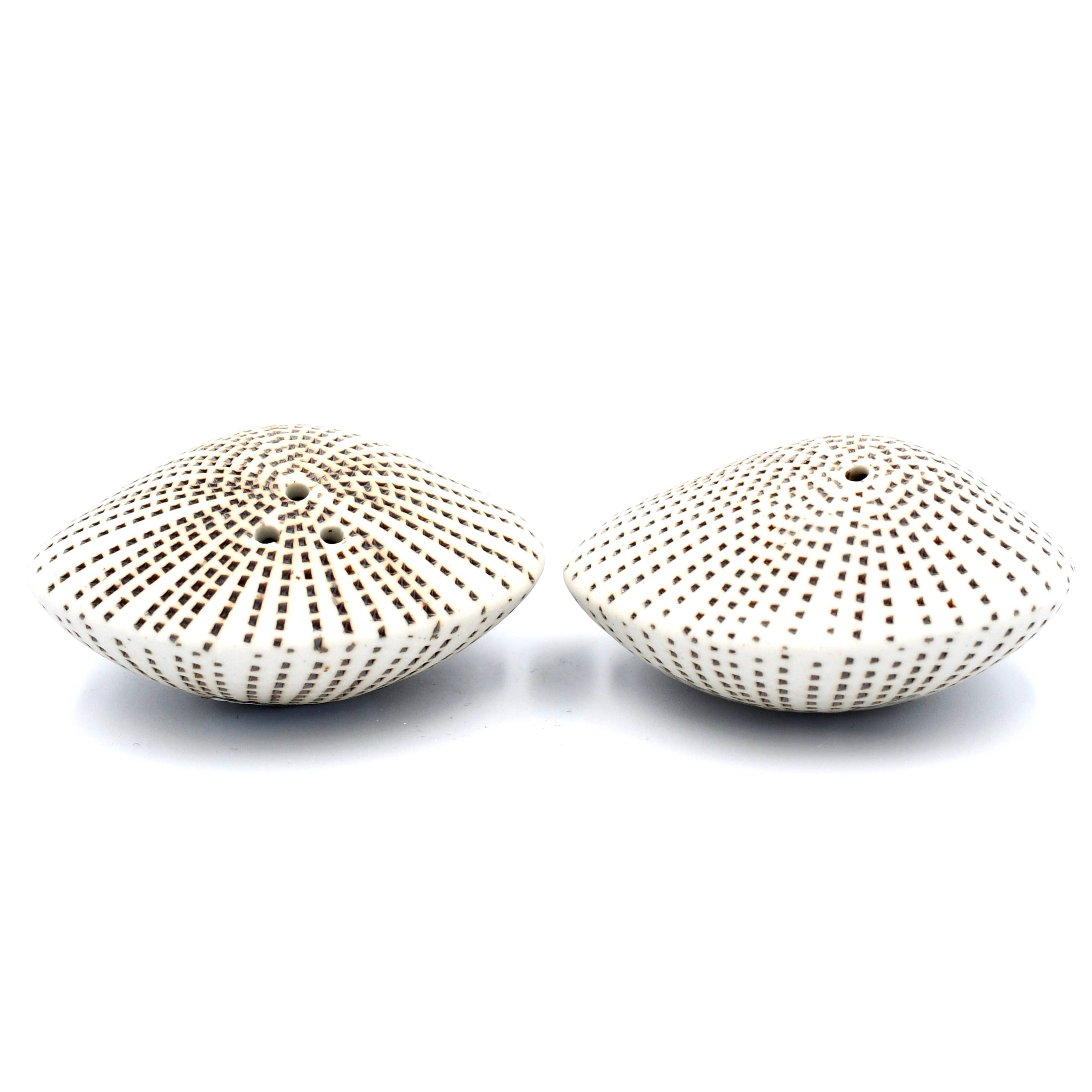 Art Floral Trading Brown Dotted Sea Shell Porcelain Salt and Pepper Shaker Set