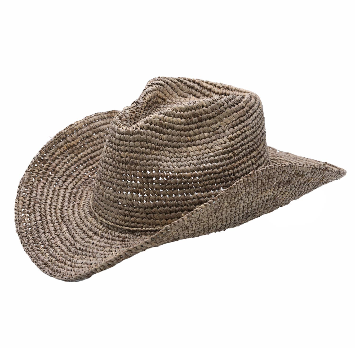 Emilia Adjustable Crochet Raffia Western Drifter Cowboy Hat