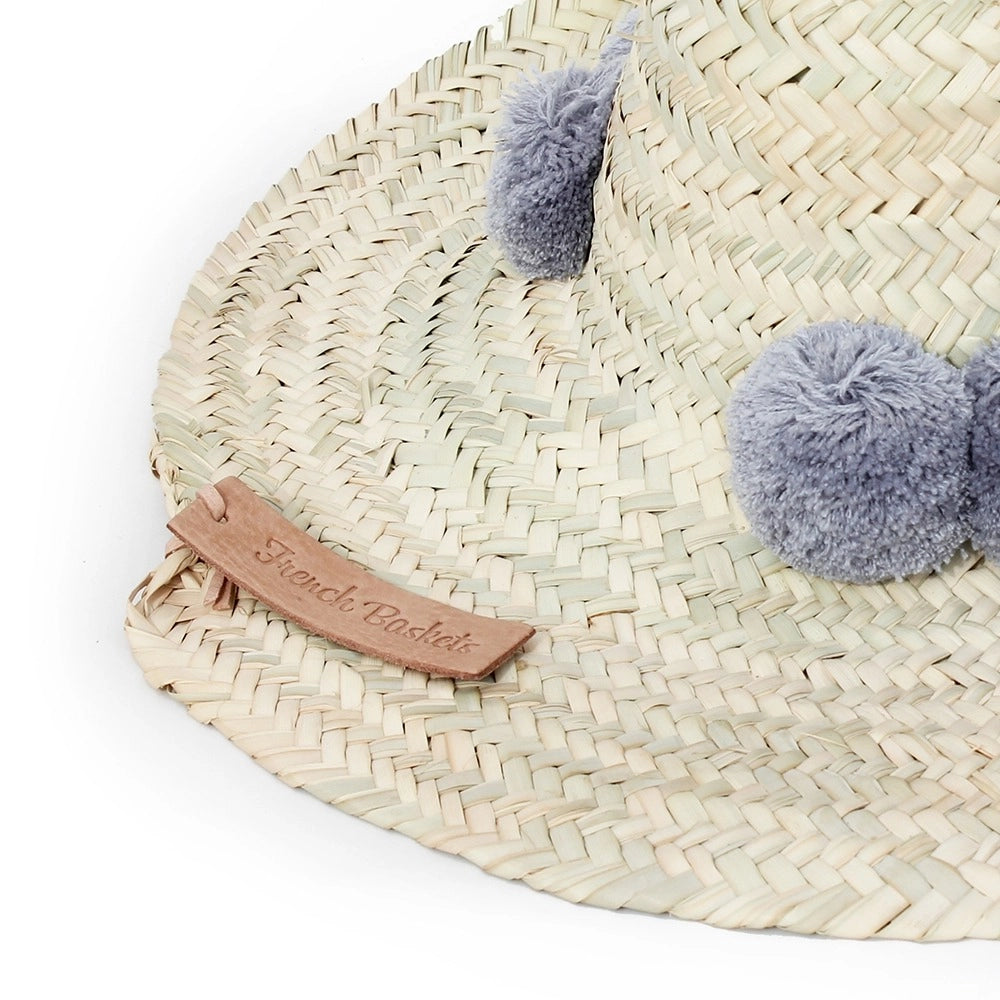 Cute Straw Beach Hats Pompom Beige French Baskets