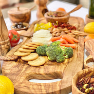 Olive Wood Charcuterie Board with Juice Well