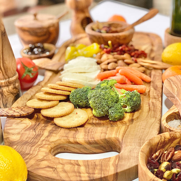 Olive Wood Charcuterie Board with Juice Well