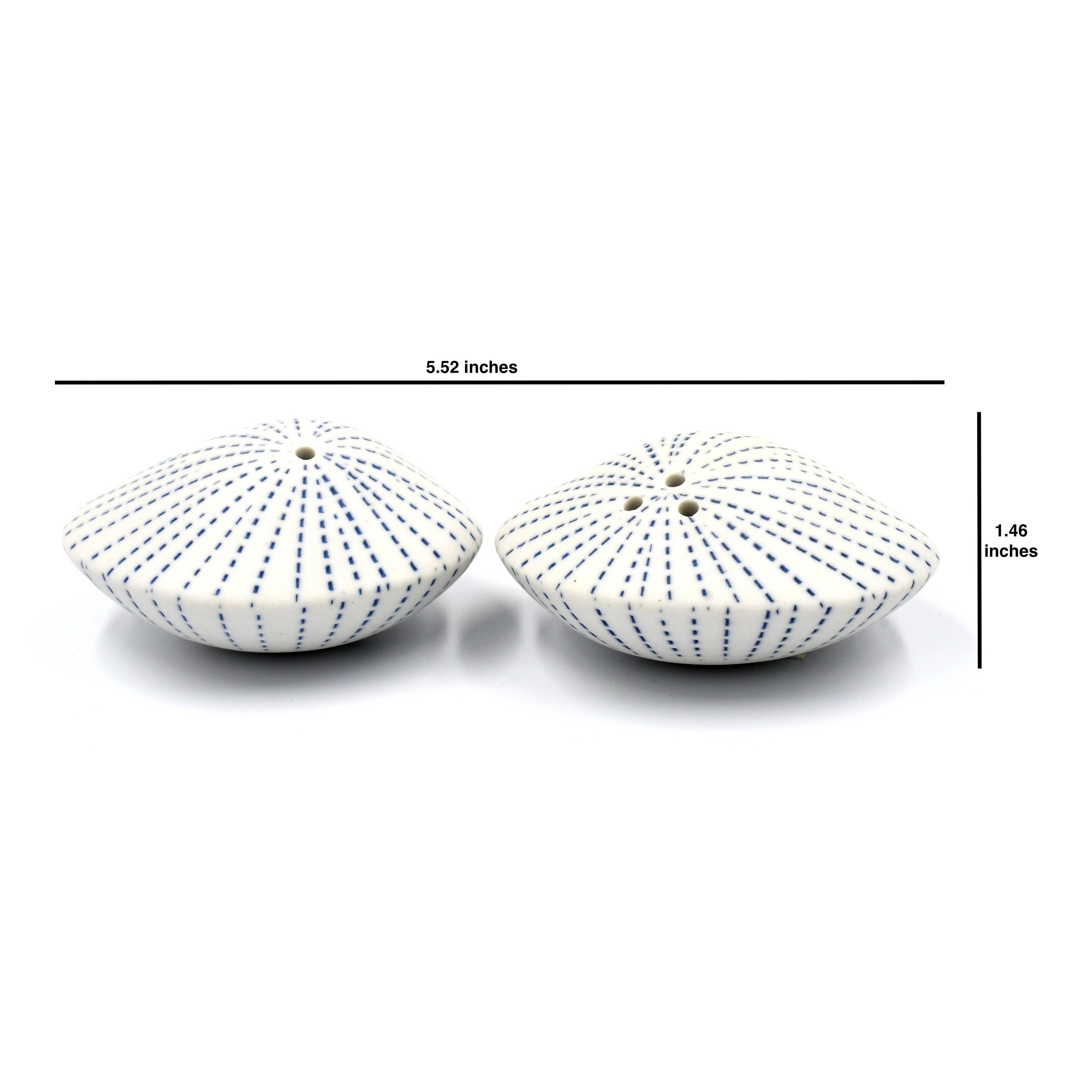 Art Floral Trading Blue Dotted Sea Shell Porcelain Salt and Pepper Shaker Set