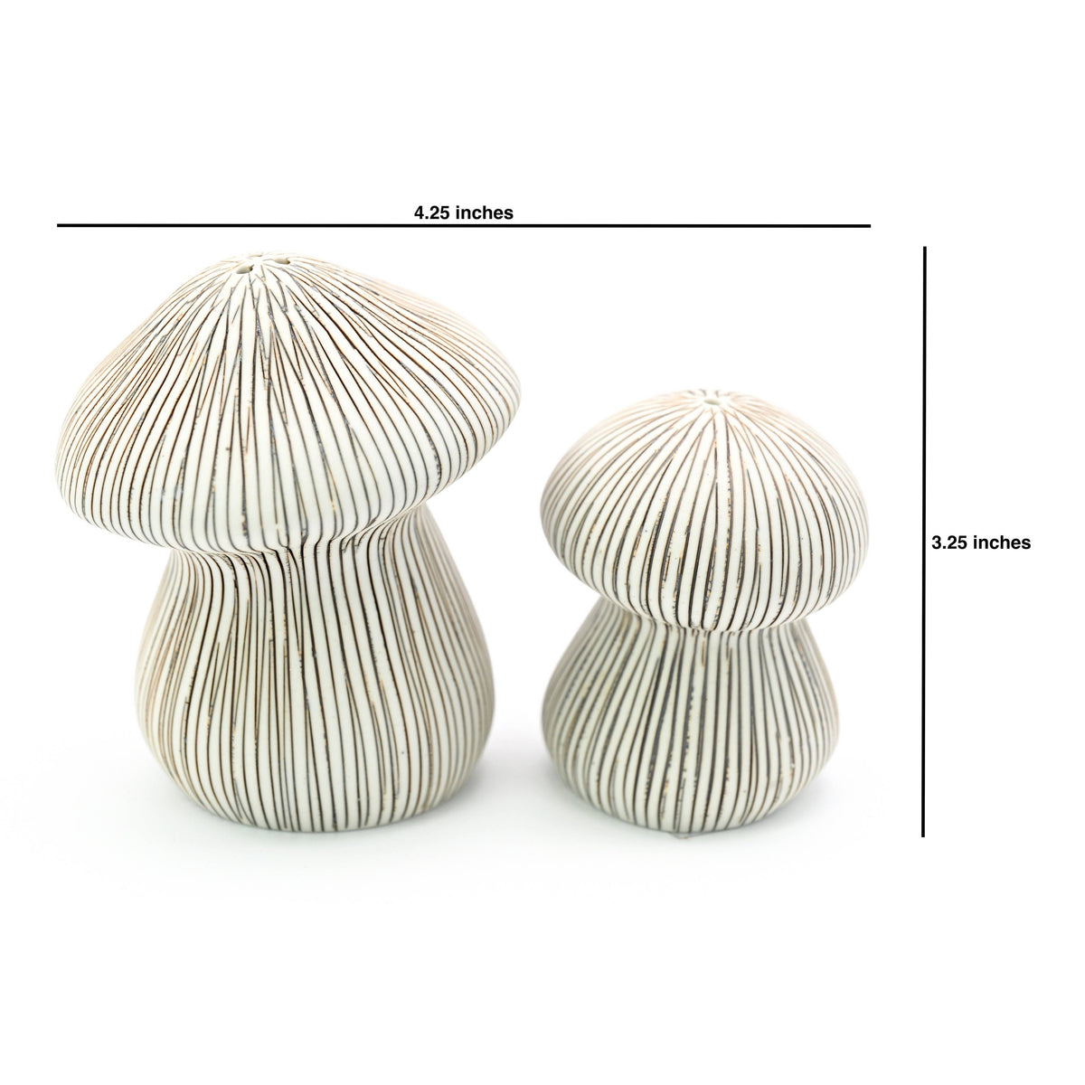 Art Floral Trading Brown Striped Mushroom Porcelain Salt and Pepper Shaker Set