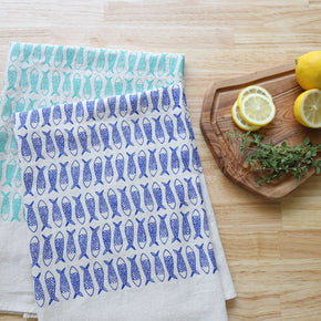 The High Fiber Handprinted Fish Kitchen Towel
