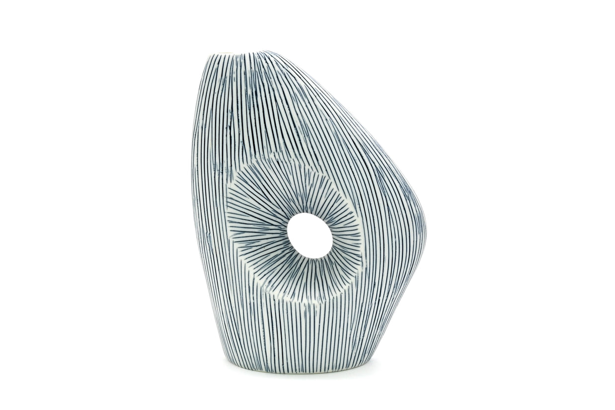 AFT Blue Striped Spezia Mini M-Handcrafted Porcelain Bud Vase