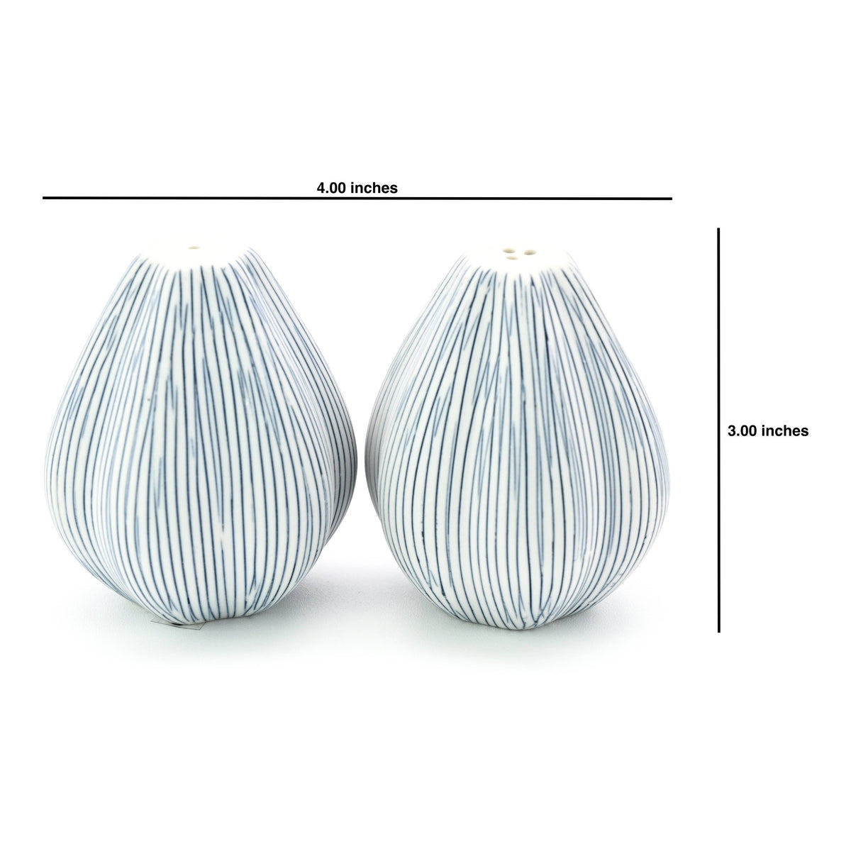 Art Floral Trading Champa Striped Porcelain Salt and Pepper Shaker Set