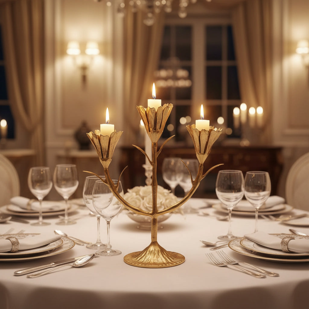 Gold Floral Candelabra