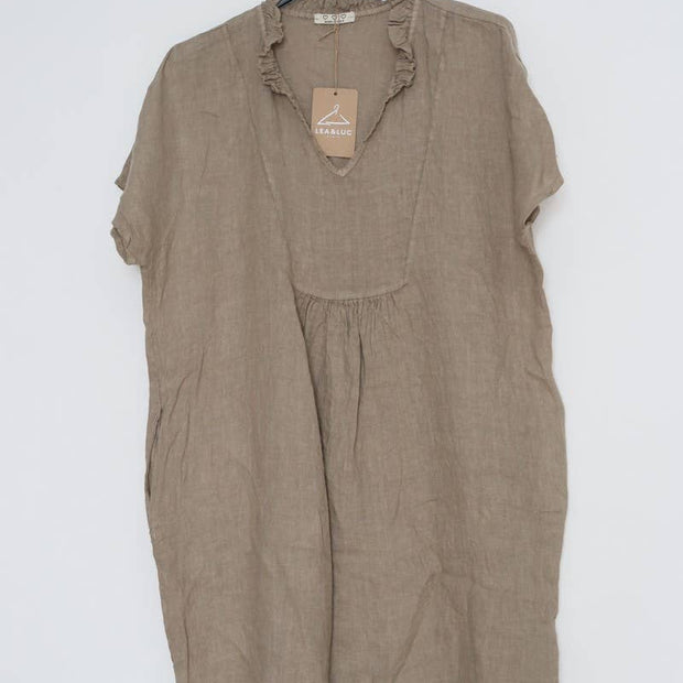 LÈA & LUC Ruffled Collar Short Dress