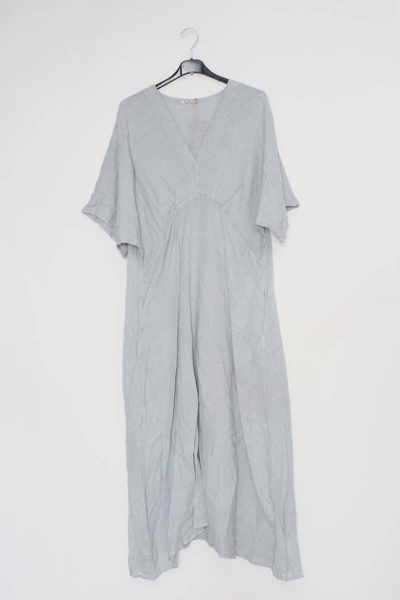 LÉA & LUC Flowing V-Neck Linen Maxi Dress