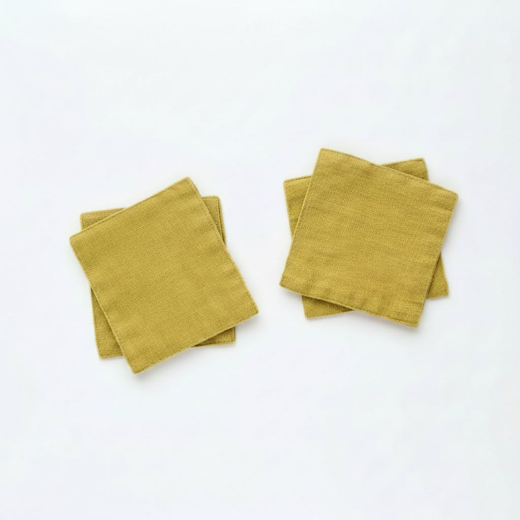 Linen Tales Lemon Curry Linen Coasters