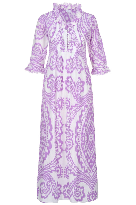 At Last- Cotton Annabel Maxi Dress in Lilac & White Ikat