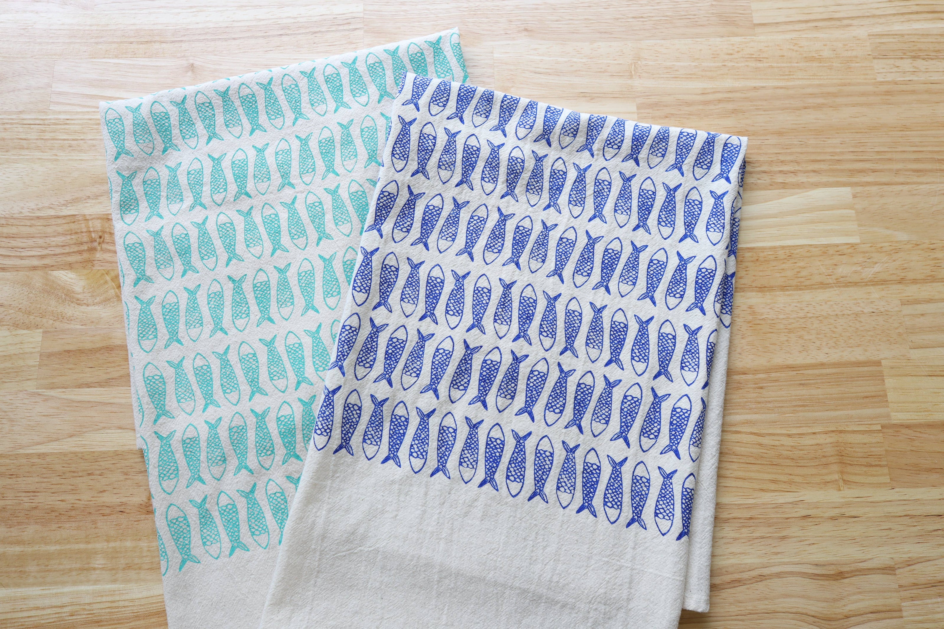 The High Fiber Handprinted Fish Kitchen Towel