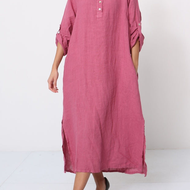 LÉA & LUC - Collared Half Button Maxi Dress