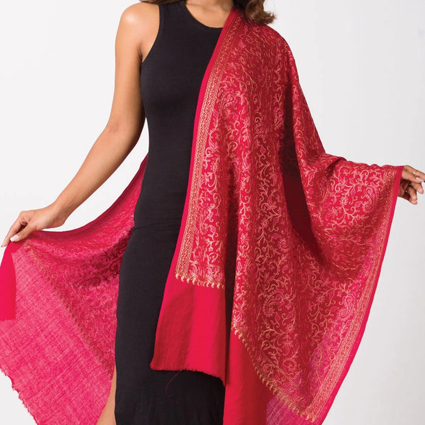 Paisley Embroidered Wool Shawl
