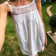 Jenn White Cotton Nightgown, Lace
