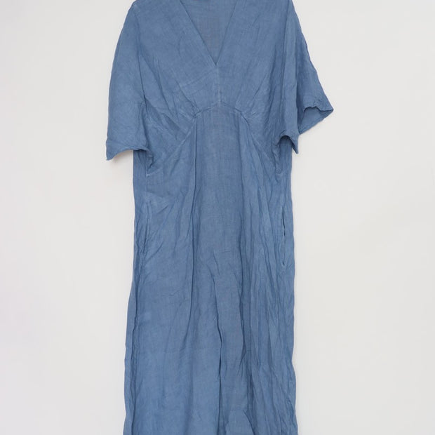 LÉA & LUC Flowing V-Neck 100% Linen Dress