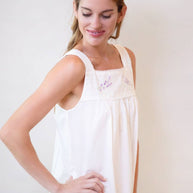 Violet White Cotton Nightgown