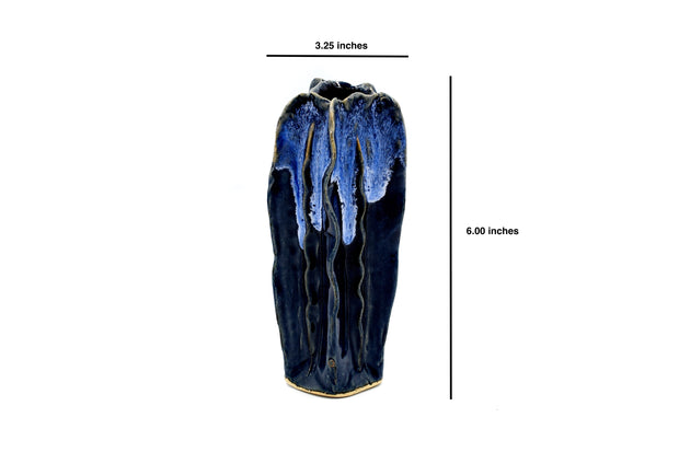 Luffa Tall Vase - Blue Effect