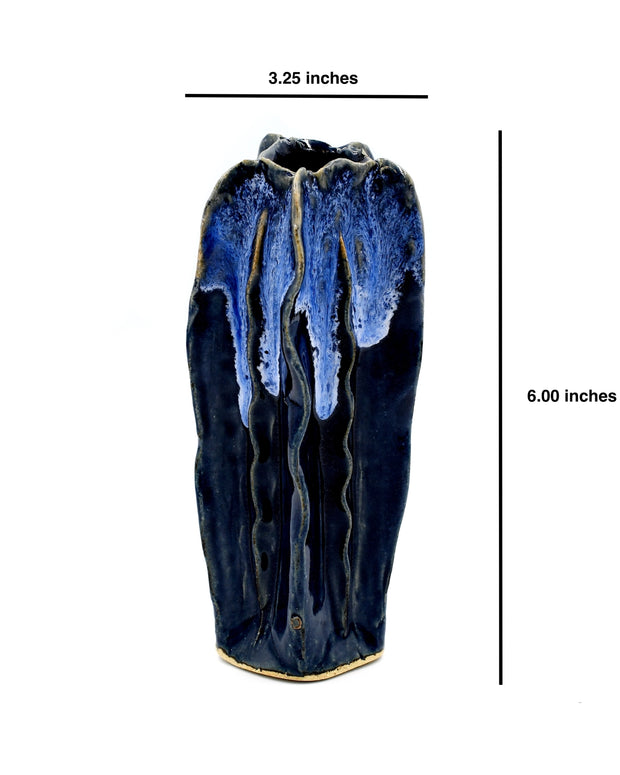 Luffa Tall Vase - Blue Effect
