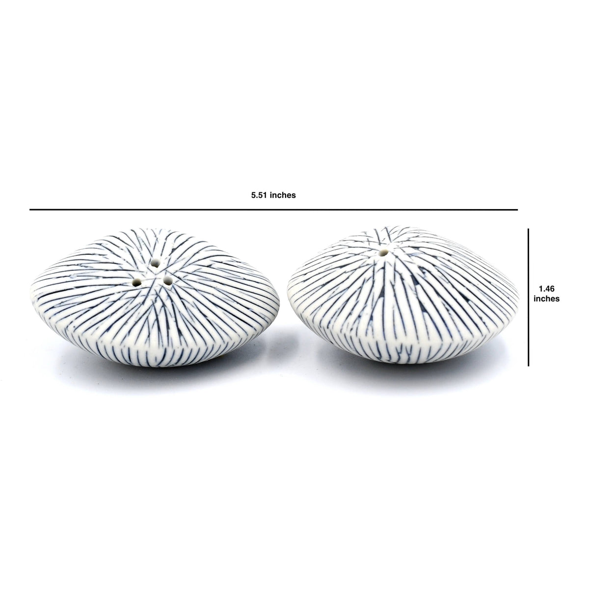 Art Floral Trading Blue Striped Sea Shell  Porcelain Salt and Pepper Shaker Set