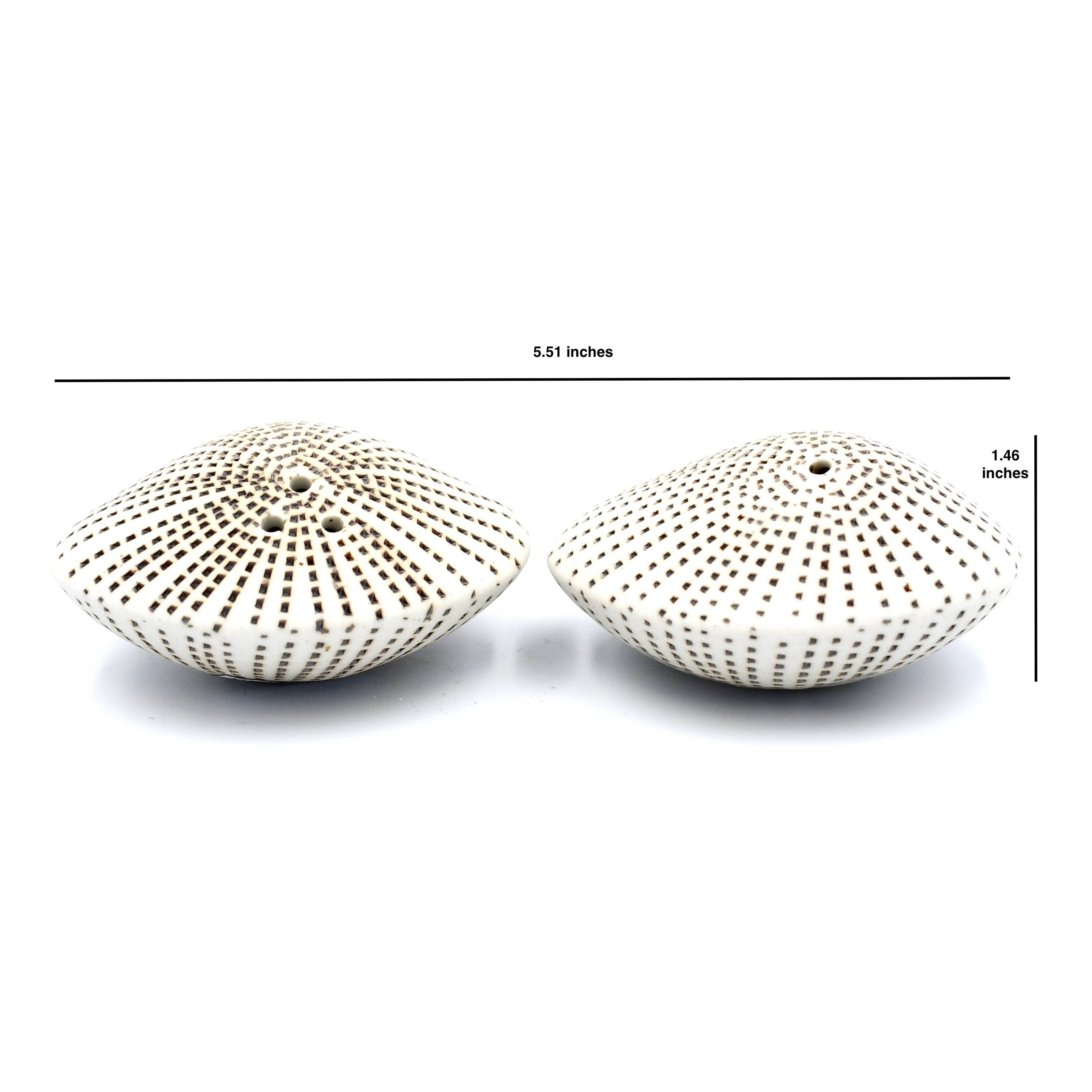 Art Floral Trading Brown Dotted Sea Shell Porcelain Salt and Pepper Shaker Set