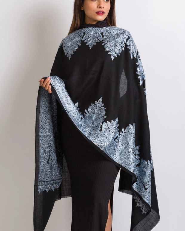 Priya Embroidered Wool Shawl