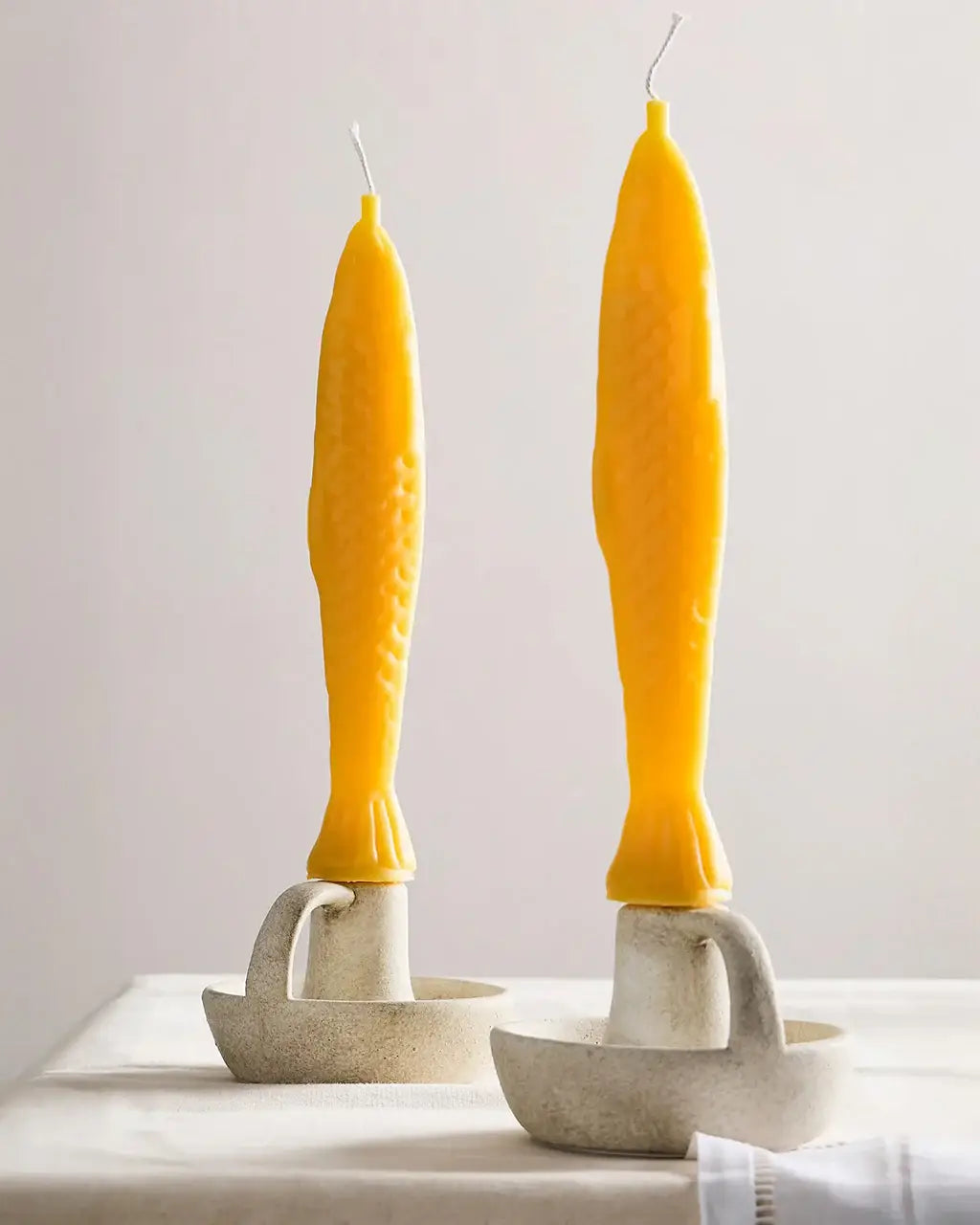 Tinned Candle Handmade Fancy Beeswax Fish Shaped Taper Candles