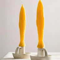 Tinned Candle Handmade Fancy Beeswax Fish Shaped Taper Candles