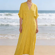 LÉA & LUC Flowing V-Neck Linen Maxi Dress