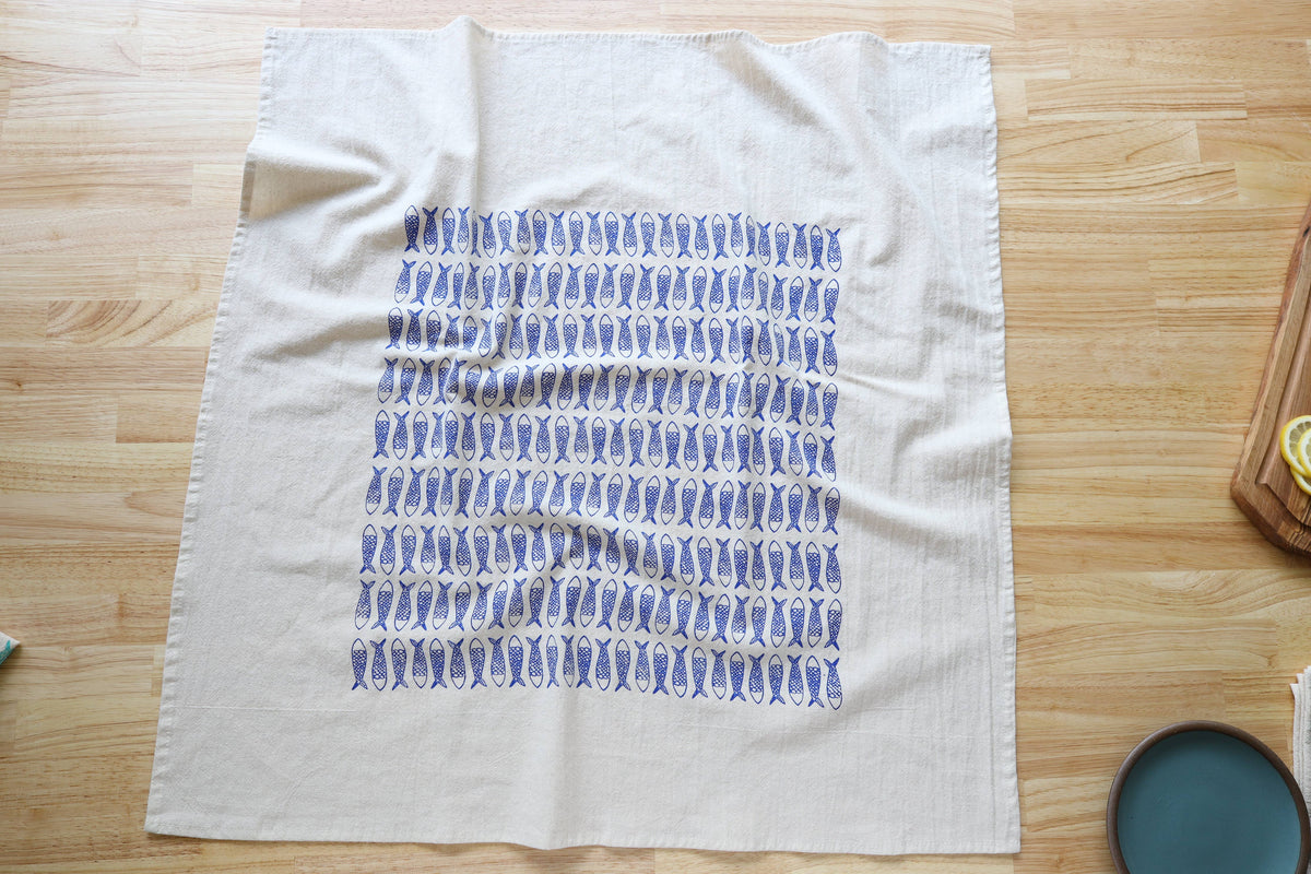 The High Fiber Handprinted Fish Kitchen Towel