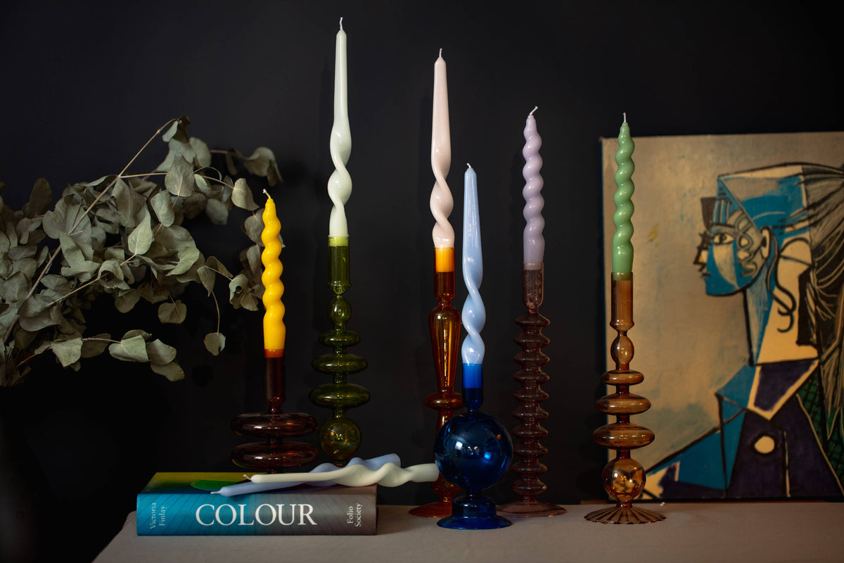 MÆGEN Spiral Taper Candles in Yellow (3 Pack)