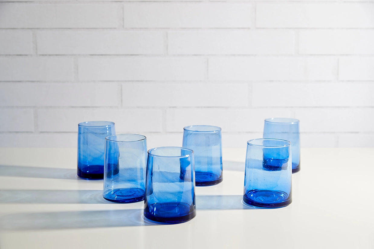 Verve Culture Moroccan Cone Glassware in Blue