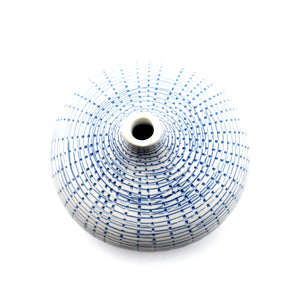 AFT Crosshatch & Blue Congo Tiny Porcelain Bud Vase